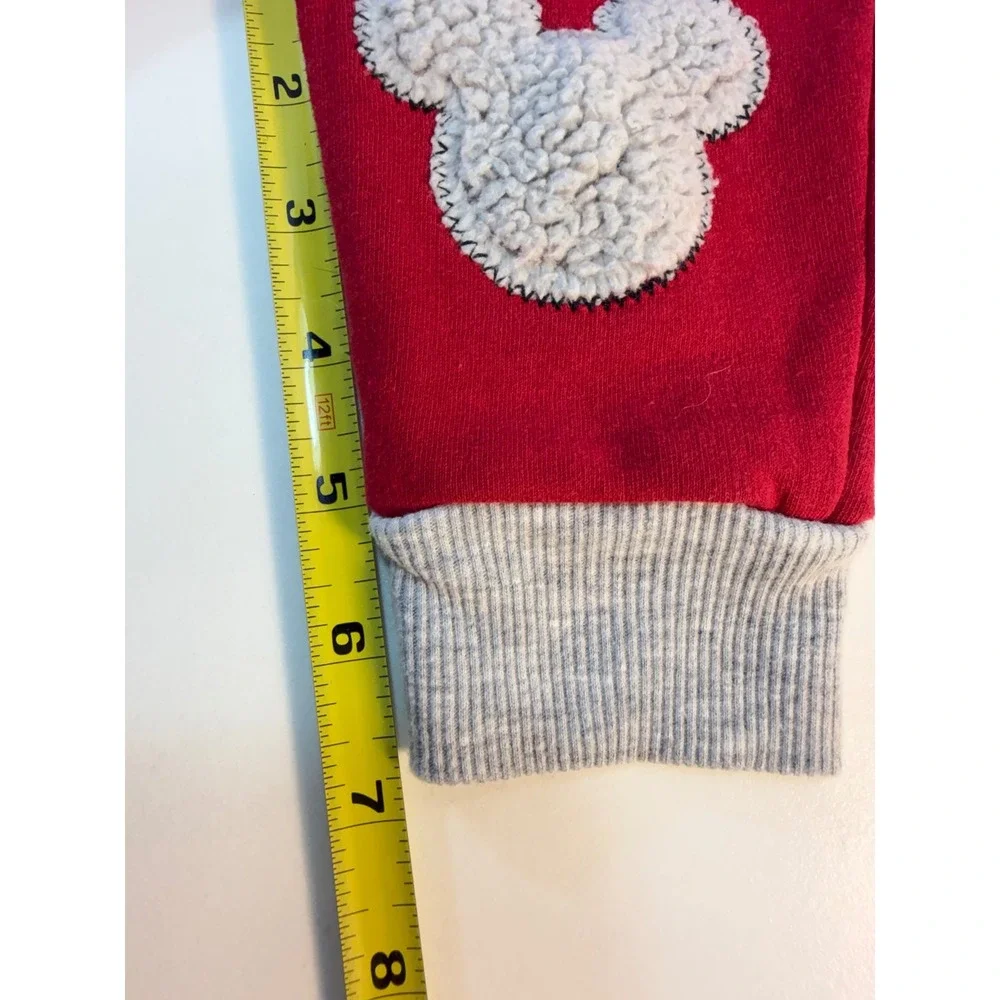 Disney Baby Hoodie Pants Set 6-9M Red Gray Mickey Mouse Christmas Sherpa READ